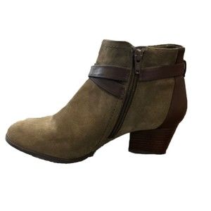 Alex Marie Women’s Boots Olive Green&Brown SZ 8M Leather Suede Ankle Booties